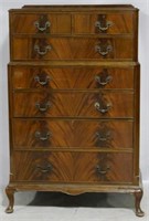 Bookmatched mahogany chest on chest