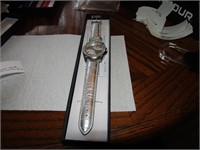 Manhattan Watches Silver Leather Band NOS Un