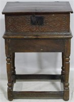 Early 18th century bible box on stand