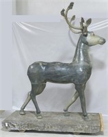 Monumental carved wooden stag