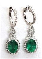 Platinum Emerald & Diamond earrings
