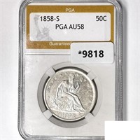 1858-S Seated Liberty Half Dollar PGA AU58