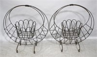 Pair metal wire planters, 27 x 24