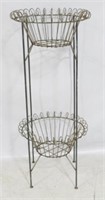 Two tier metal wire planter, 46" tall