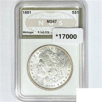 1881 Morgan Silver Dollar NGS MS67
