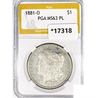 1881-O Morgan Silver Dollar PGA MS63 PL