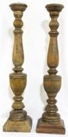 Pair painted candle prickets, 22" tall