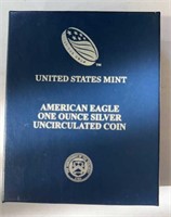 2013W Silver UNC American Eagle .999 COA in Box