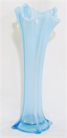 Signed Northwood opalescent blue 11" swung vase