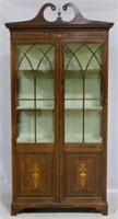 Edwardian inlaid mahogany display cabinet