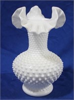 Hobnail Milk Glass Vase - 10.75" tall