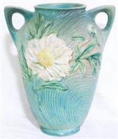 Roseville green Peony 8" vase