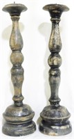 Pair painted candle prickets, 23" tall