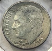 1958D Roosevelt Dimes Silver