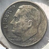 1962 Roosevelt Dimes Silver