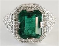 3.19 CT Emerald Platinum ring APP $35,620