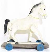 Wooden rolling horse, 16" tall