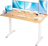 INNOVAR Electric Desk  55x24in  White/Bamboo