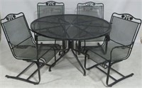 5 Pc iron patio table set with spring rockers