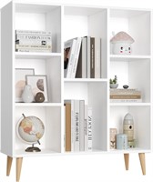 E7168  Wooden Open Shelf Bookcase, 8 Cube, White
