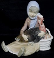 Lladro girl with turkey, 6"