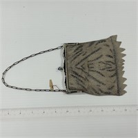 Antique mesh purse - blue glass clasp