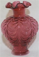 Fenton Cranberry Drape Vase 7.5"