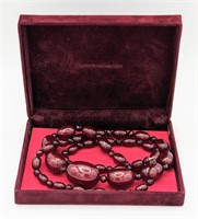 Bakelite Cherry Amber Beaded Necklace