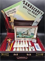 Art Supplies in Leather Briefcase