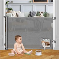 Gray Baby Gate with Cat Door  35x 55 Wide