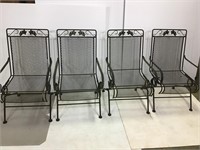 4 Spring Base Wrought Iron Patio Chairs