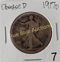 1917D, 1927s Walking Liberty Half Dollars (5)