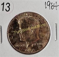 1964/1969D Kennedy Half Dollars (4) Coins