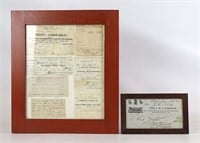 19th c. Framed Receipts