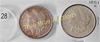 1881o Morgan Dollars, AU/BU, (2) Coins