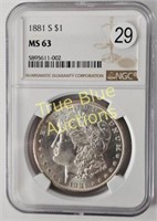 1881s Morgan Dollar, MS63 NGC