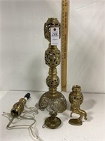 Brass Lamp, Unicorn & Candle Holder
