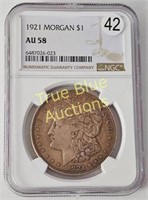 1921 Morgan Dollar, AU58 NGC