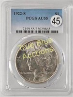 1922s Peace Dollar, AU55 PCGS