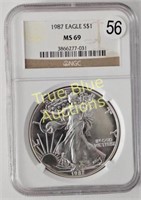1987 American Silver Eagle, MS69 NGC