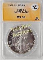 1992 American Silver Eagle, MS69 ANACS