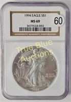 1994 American Silver Eagle, MS69 NGC