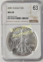 2001 American Silver Eagle, MS69 NGC
