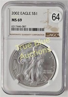 2002 American Silver Eagle, MS69 NGC