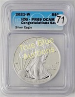 2021w American Silver Eagle, PR69/Dcam ICG