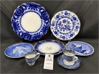 VTG Flow Blue Collectors Plates & Cups
