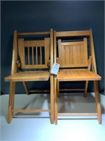 2 VTG Wooden Childs Folding Chairs