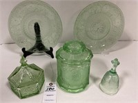 VTG Tiara Glass, Chantilly Green Cookie/Jar