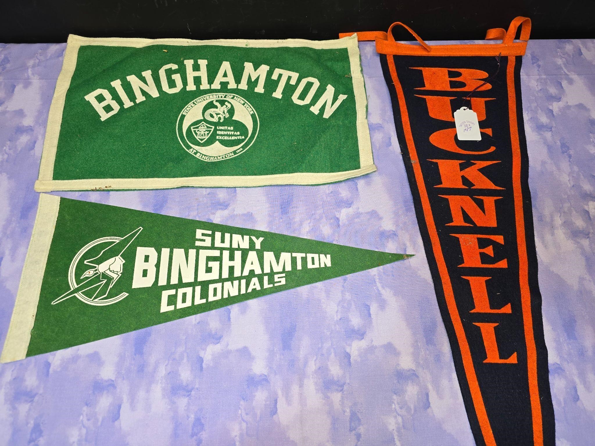 Vintage SUNY Binghamton & Bucknell pennants
