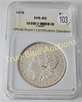 1878 Morgan Dollar, MS62 OBCS